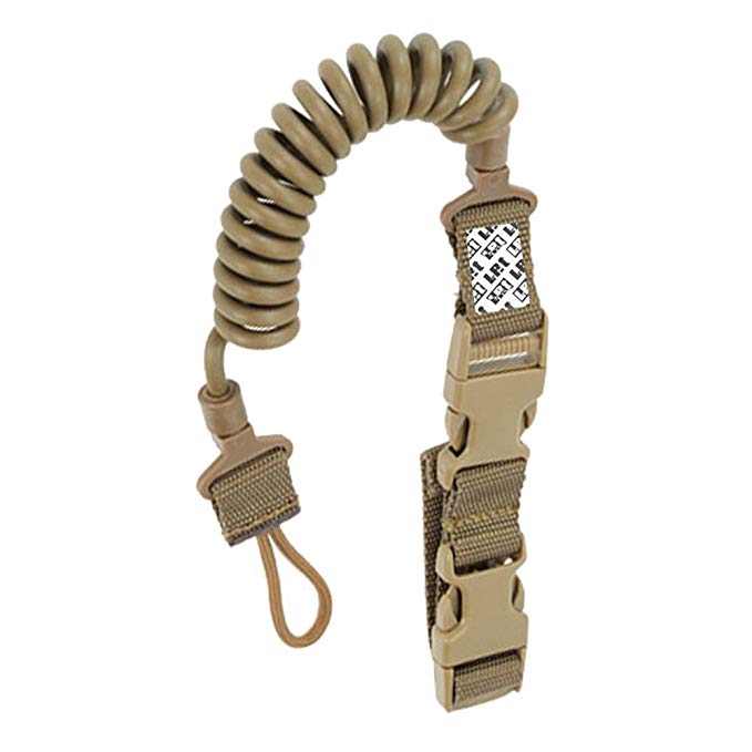 LefRight Tactical Pistol Lanyard Retention Coil Security Leash Sling with Quick Release for Basic Belt Loop (Khaki)