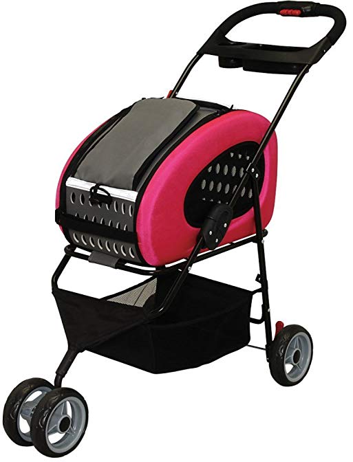 IRIS USA, Inc. Adjustable 4-Way Pet Stroller, Pet Carrier, FPC-920, Pink