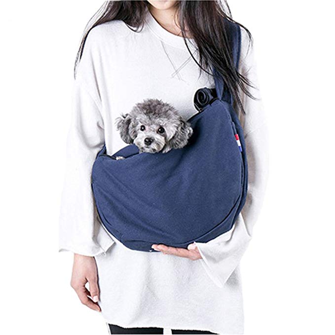 Cotton Pet Sling Bag Dog Carrier Cat Sling Pack Hands Free Adjustable Single Shoulder Bag Comfortable for Outdoor Travel