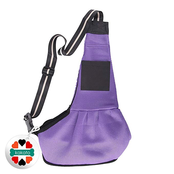 Nylon Pet Dog Cat Puppy Sling Single Shoulder Bag Carrier Holder Tote-Purple Small Size