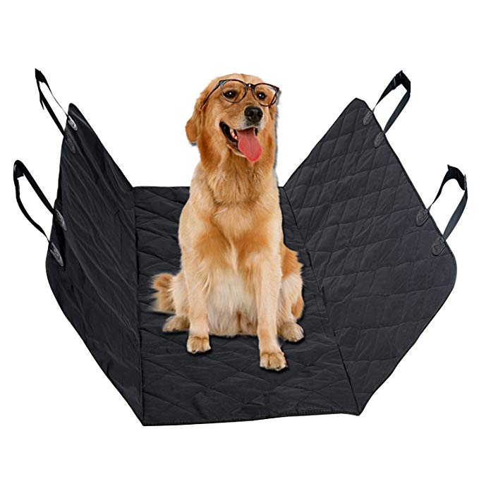 Pet Seat Covers for Car, Vitalismo Dog Car Seat Hammock Convertible Waterproof Mat Padded Scratch Proof Machine Washable Nonslip for Cars Trucks and SUV- Black