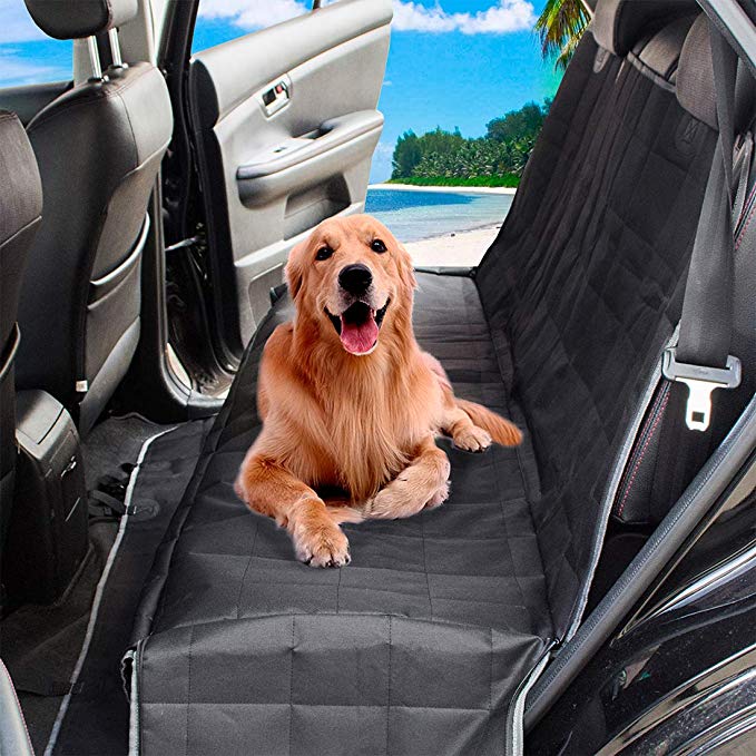 PETSGO Dog Seat Cover Car Seat Cover for Pets - 1-Minute Installation - Waterproof & Scratch Proof & Nonslip Backing - Durable Pet Seat Covers for Cars Trucks and SUVs - Black, Hammock Convertible