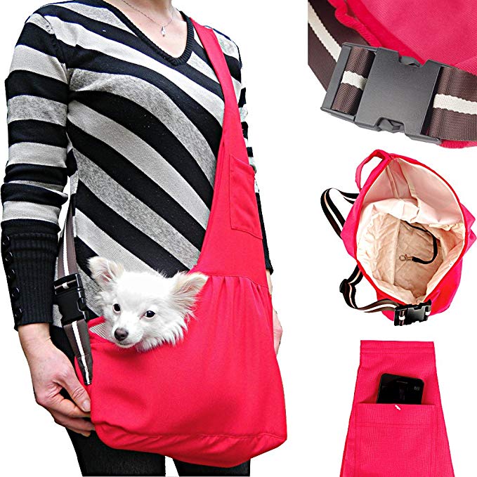 LUXMO Oxford Outward Fashion New Pet Sling-style carrier Pet Dog Cat sling Bag Hot Red Size:S