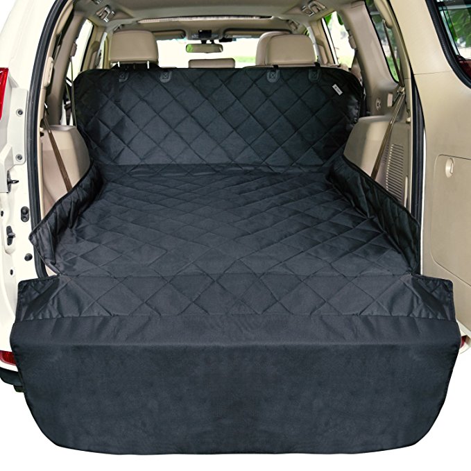 F-color Waterproof Dog Car Seat Cover Nonslip Rubber Backing with Anchors Universal Design for Cars SUVs Trucks, Durable, Black Pet Seat Cover