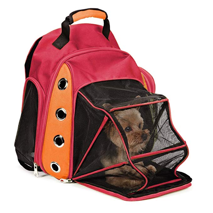 Multiple Deluxe Dog Carrier Mesh Travel Backpack Double Shoulders Straps Bag for Small Pet Puppy Cat (Certified Refurbished)