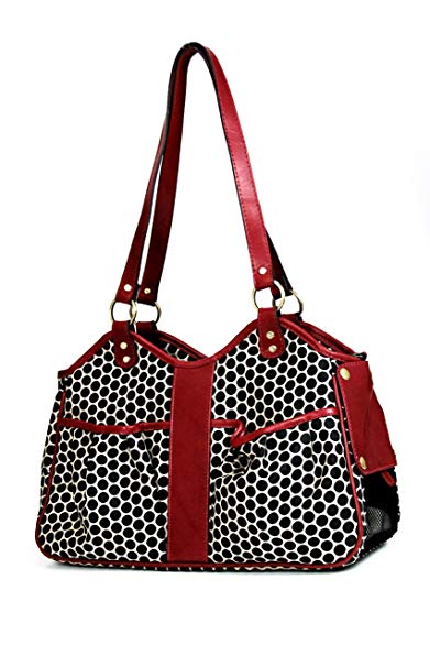 Metro Couture Dog Carrier - Black Cherry Leather Trim