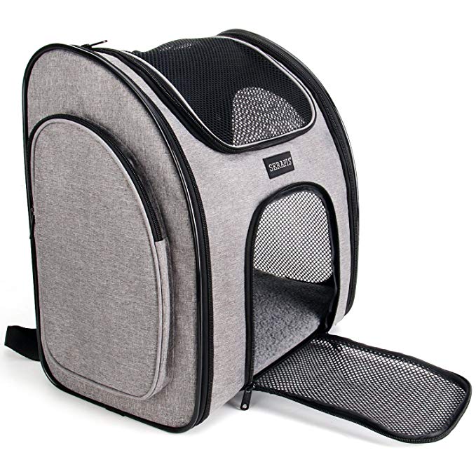 Serapis Airline-Approved Pet Carrier Backpack,Soft-Sided,Collapsible for Small Dogs Cats, Ventilate Designed Two-Sided Entry, Safety Features and Cushion Back Support for Travel, Outdoor Use