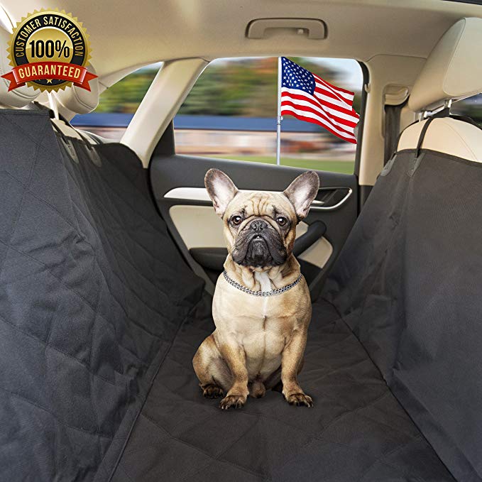 Pet-A-Bite Reliable Pet Car Seat Cover: Free from Dog Hair on the Back Seat! Waterproof Luxury Hammock Protector w Flaps & Storage Bag. Vehicle & SUV Puppy Comfort Accessory.