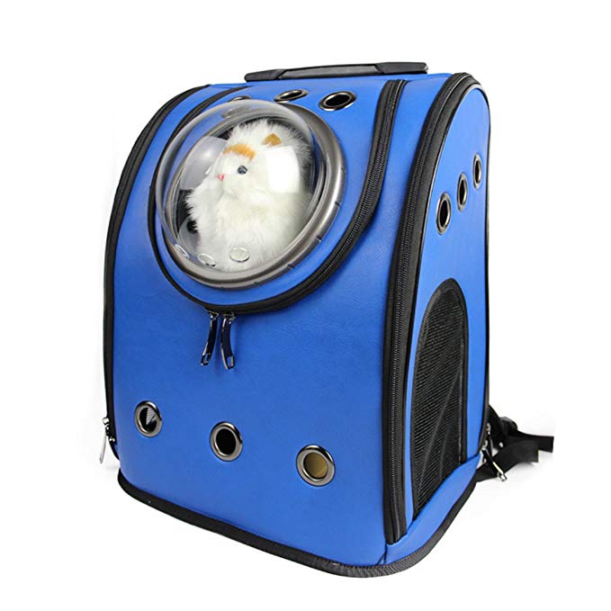 Pet Carrier Backpack, Petforu Space Capsule Dog Cat Small Animals Travel Bag - Blue
