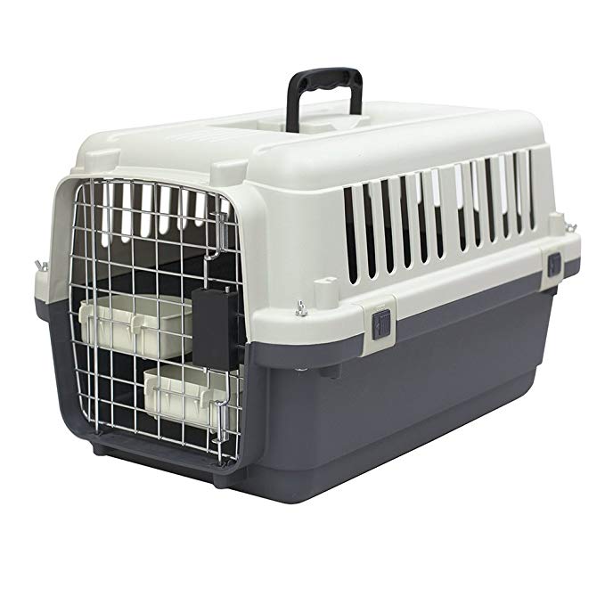 SportPet Designs Plastic Kennels Rolling Plastic Wire Door Travel Dog Crate