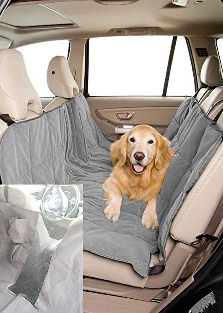 DuraGear Pet Travel Hammock Dog Car Seat Cover- Microvelvet Slate