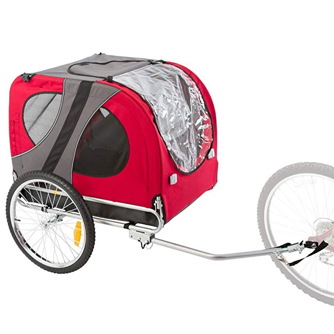 Rage Powersports PT-10117-R Red Pull-Behind Dog Bicycle Trailer with an 85 lb. Capacity