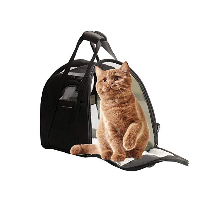Pet Carrier Airline Approved Soft Sided Pet Carriers Travel Bag with Bolster Bed for Cats and Small Dogs