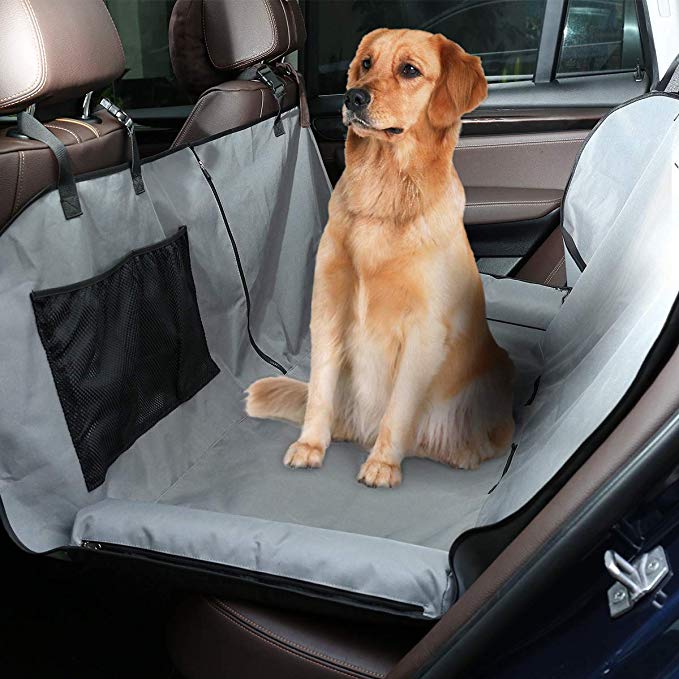Docamor Premium Dog Car Seat Covers with Shield, Hammock Convertible, Waterproof Slip-Resistant, Durable Scratch Dog Seat Covers for Car, Trucks and SUVs