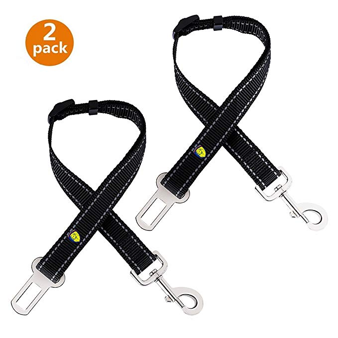 Dog Seatbelt , [2 Pack] Awakelion Adjustable (15-28 inch) Pet Vehicle Seat Belt Safety Travel Harness Fit For All Vehicles