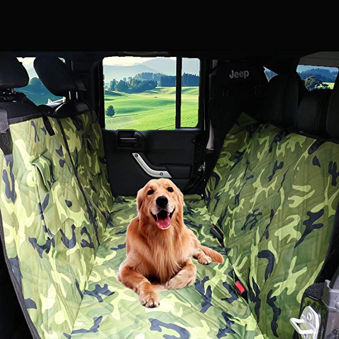 Paws Up Dog Car Seat Covers Pet Seat Cover for Cars, Trucks, and Suvs - Quilted Design，Nonslip Rubber, 100% WaterProof, Hammock Convertible