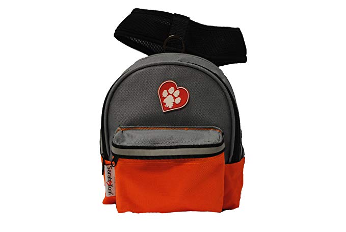 SarahTom 9-Inch Pet Backpack for Dogs, Orange Grey