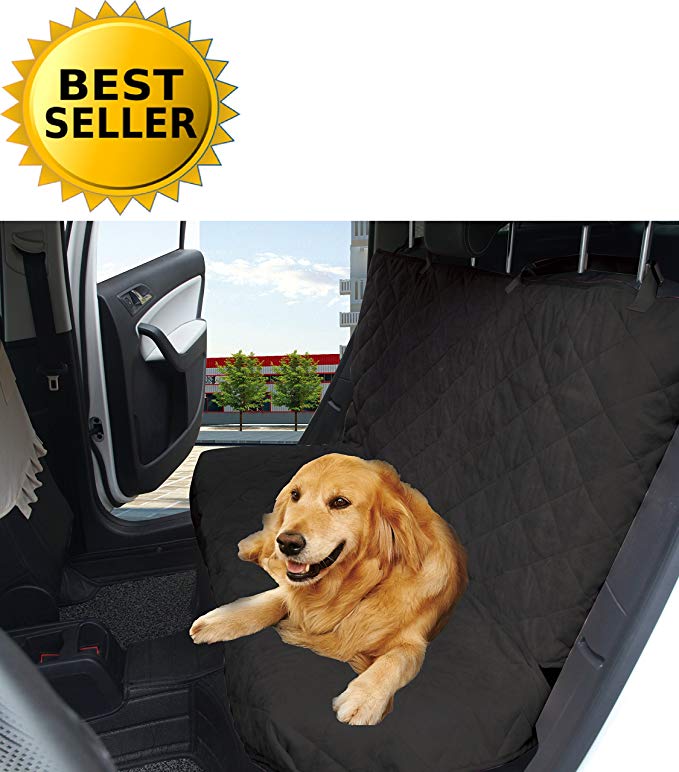 Elegance Linen Diamond Design %100 Waterproof Premium Quality Micro-Suede Bench Car Seat Protector Cover (Entire Rear Seat) for Pets - TIES TO STOP SLIPPING OFF THE BENCH