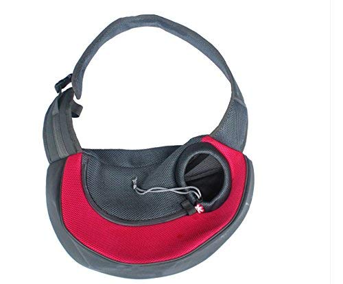 Wooc Portable Soft Pet Carrier Shoulder Sling Bag for Dogs and Cats Travel (Middle, Red)