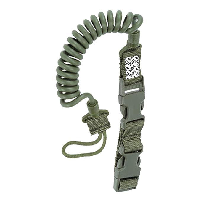 LefRight Tactical Pistol Lanyard Retention Coil Security Leash Sling with Quick Release for Basic Belt Loop (Olive Drab)