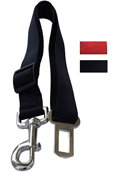 Lanyarco Safety Seat Belt Vehicle Seatbelts Harness Leash For Dogs,Cats Black Red