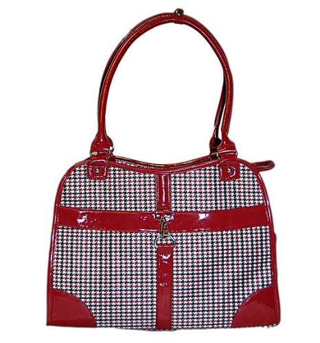 Dog Cat Red Houndstooth Pet Carrier Small