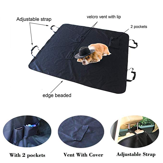 JK JI KAI Pet Seat Covers for Car and SUV-PCR A05 60X64 (2018 Hammock Auto Seat Covers Back Seat Set for Pets, Trucks, SUV, Car,Back Seat,F150 Including 4 Adjustable Straps,2 Pockets