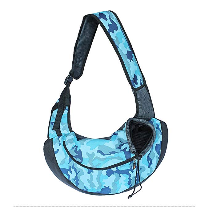 BUYITNOW Pet Sling Zipper Carrier for Small Dogs up to 15bs Outdoor Hands-Free Front Bag with Adjustable Shoulder Strap