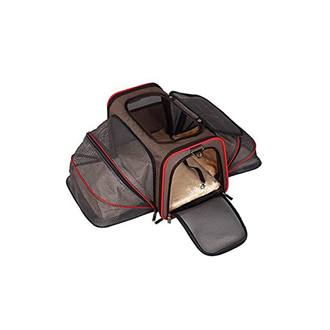 ALEKO PCE01BKL Heavy Duty Expandable Pet Carrier for Travel - Airline Approved - Large- Brown