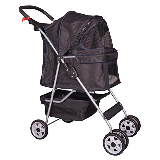 4 Wheels Pet Stroller Cat Dog Cage Stroller Travel Folding Carrier 5 Color 04T by BestPet