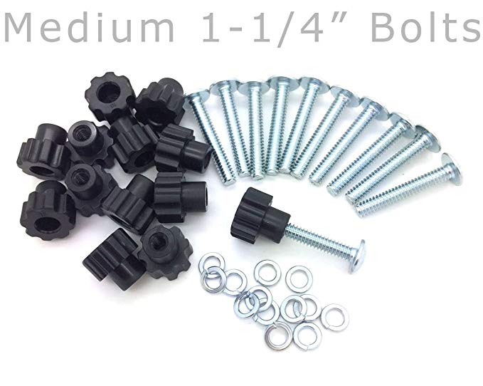 Pet Carrier Bolt Fasteners - Black Nylon Nuts (8 pack, 1-1/4