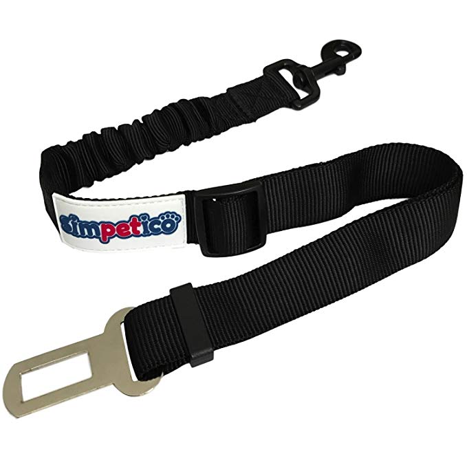 Simpetico Dog Seat Belt - Heavy Duty Nylon Dog Restraint for Cars with Cushioning Bungee Strap for Any Size Breed - Adjustable Seatbelt Buckle with Quick Release Swivel Clip for Safe Travel with Pets