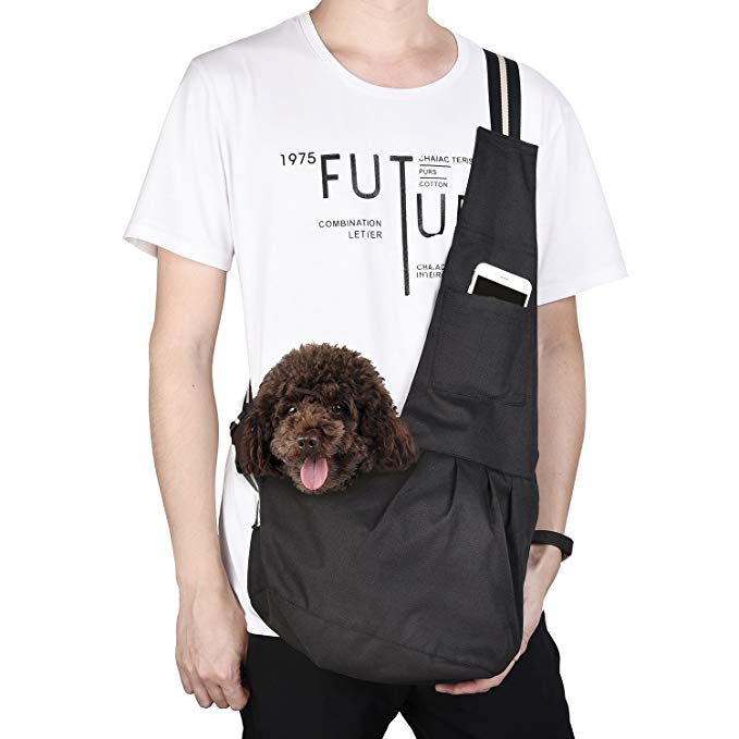 kiwitatá Hands-free Pet Sling Carrier Bag Adjustable Small Dog Cat Single Shoulder Bag Waterproof Oxford Cloth Outdoor Pet Carriers Tote for Puppy Carrier Travel Bag