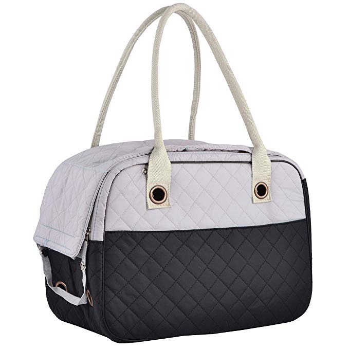 MG Collection Stylish 2 Tone Quilted Soft Sided Travel Dog and Cat Pet Carrier Tote Hand Bag