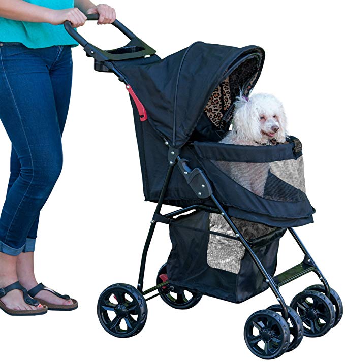 Pet Gear No-Zip Happy Trails Lite Pet Stroller for Cats/Dogs, Zipperless Entry, Easy Fold with Removable Liner, Storage Basket + Cup Holder