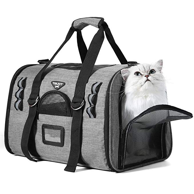 TOURIT Soft Sided Cat Carrier Airline Approved Under Seat Sturdy Pet Travel Carrier with 2 Fleece Pads for Small Dogs and Cats Ideal for Vet Visits Outdoor