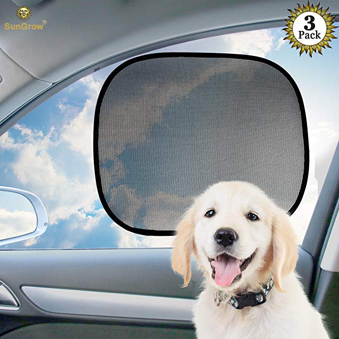 3 Car Sunscreen Shade for Dogs - Covers and Protects Pets from Harmful UV Rays, Sunglare and Heat - Ideal for Side and Rear Windows - Premium Quality PVC
