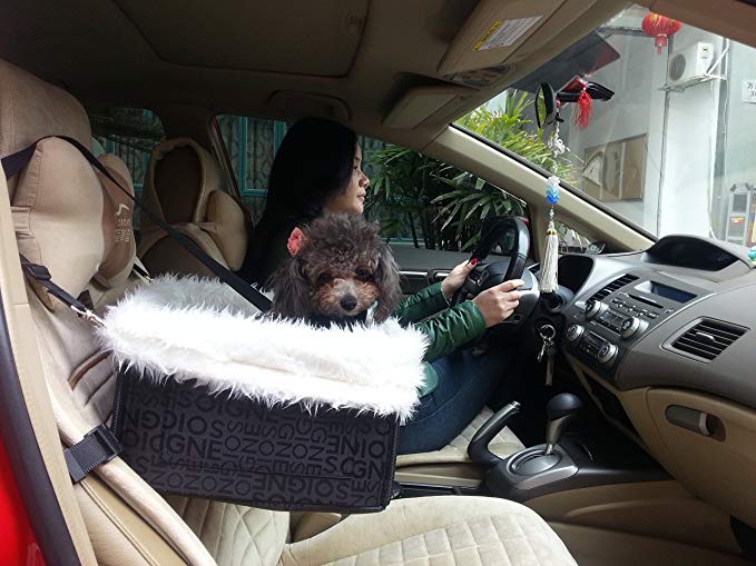 kiwitatá Lookout Dog Cat Car Seat - Pet Safety Booster Seats - Soft Sheepskin Lining Bed