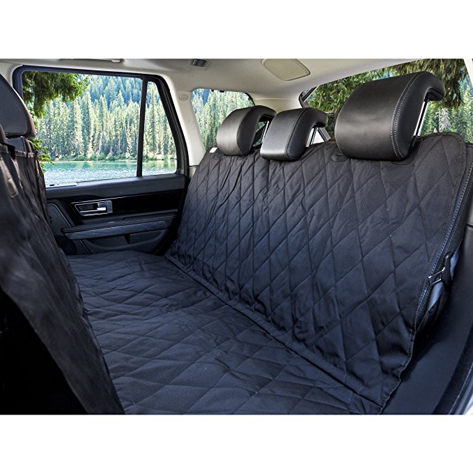 BarksBar Luxury Pet Car Seat Cover With Seat Anchors for Cars, Trucks, and Suv's - Black, WaterProof & NonSlip Backing