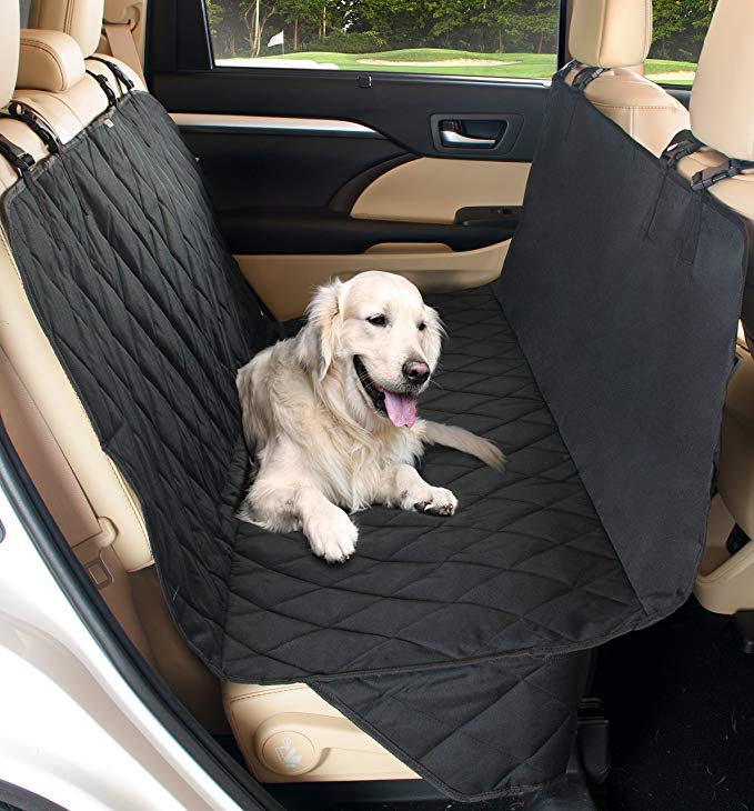 Pet Dog Car Seat Cover for Back Seats~Three Sizes to Neatly Fit Cars, Trucks & SUVs, Exclusive Seat-Hugging Side Flaps, Extra Strong Construction Details, Hammock Style