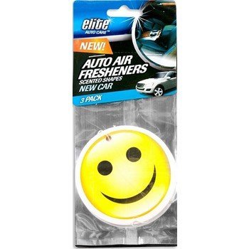 Elite Hanging New Car Scent Smiley Face Air Fresheners- 2 Packs (6 Total Air Fresheners)