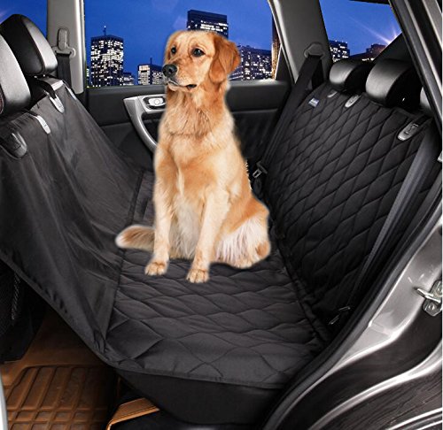 Mimibox Dog Seat Cover Hammock Adjustable Straps Waterproof Black for Cars