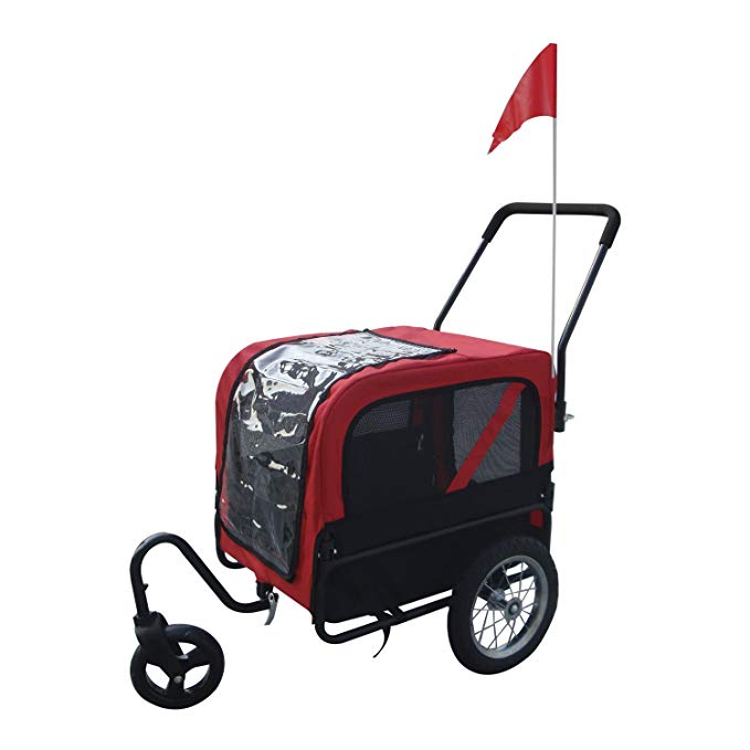 Aosom Elite-Jr Dog Pet Bike Trailer / Stroller w/ Swivel Wheel - Red / Black