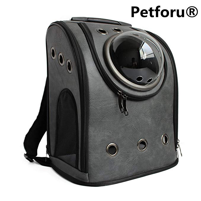 Pet Carrier Backpack, Petforu Space Capsule Dog Cat Small Animals Travel Bag - Dark Grey