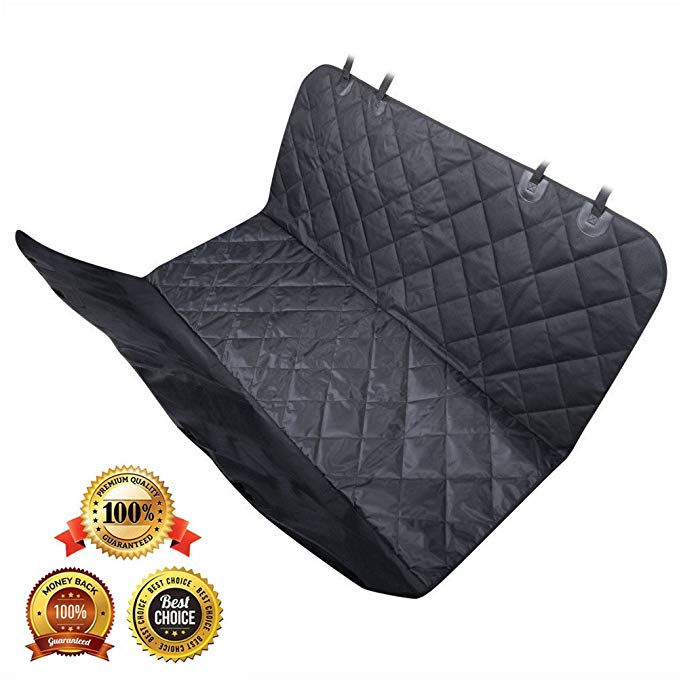 AsyPets Pet Seat Cover for Cars, Trucks, and Suv, Padded Oxford - Dog Seat Cover with Safety Seat Anchors Belt - Black Waterproof & Non-slip Backing & Hammock Convertible & Machine Washable