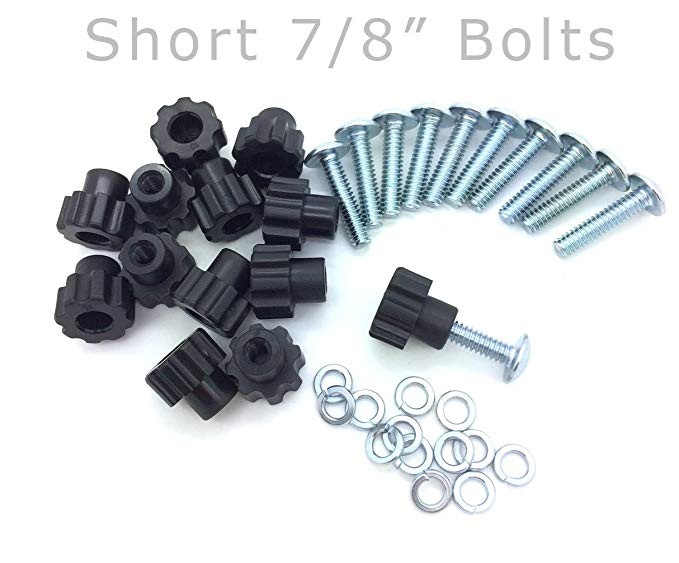Pet Carrier Bolt Fasteners - Black Nylon Nuts (16 pack, 7/8