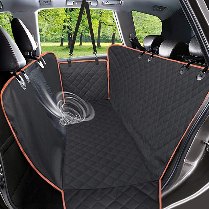 Babyltrl Dog Seat Covers, Pet Car Seat Cover with Mesh Window, Waterproof & Nonslip Hammock Convertible, Scratch Proof Side Flaps Machine Washable Back Seat Cover for Cars Trucks and SUVS