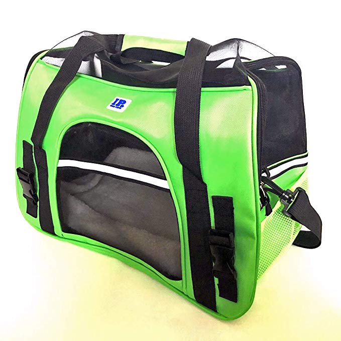 IrisPets Pet Airline Travel Approved Airport Pet Carrier, Soft Sided Portable Folding Under Seat Air Travel Pet Carriers Bag for Dogs/Cats Small Animals - 2018 Newly Designed Green
