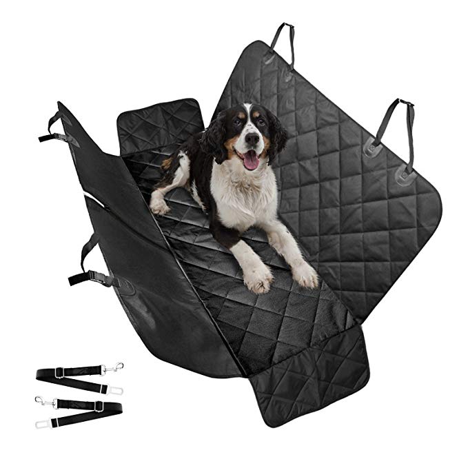 Luxury Dog Car Seat Covers, Car Cover for Dogs & Pets with Side Flaps Hammock Convertible Tear Proof, Nonslip Washable Waterproof Padded Seat Cover for Cars Trucks & SUVs 54