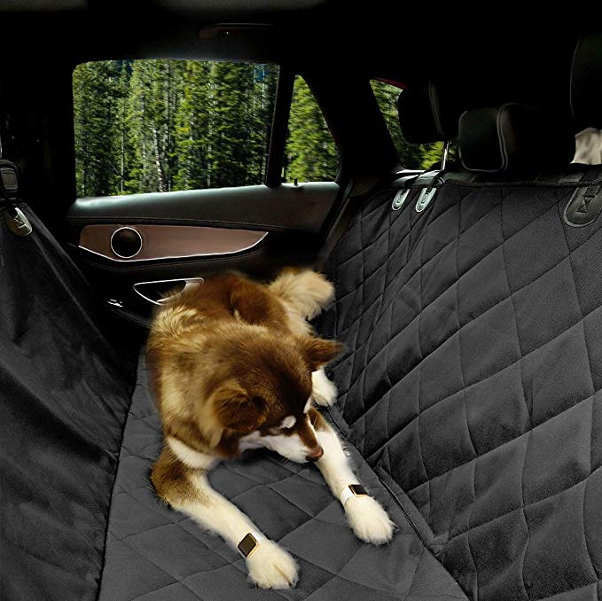 EUPETS Extra Large Luxury Dog Car Seat Cover with Anchors for Car, Truck and SUV,Thick Durable, Non-Slip Backing and Hammock Convertible, Pet Seat Cover, Black
